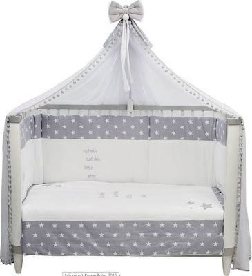 Bebe Stars Baby Crib Bedding Set Stars 4pcs Gray