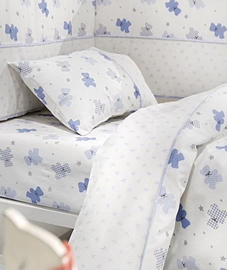Guy Laroche Baby Crib Bedding Set Friends 3pcs Light Blue
