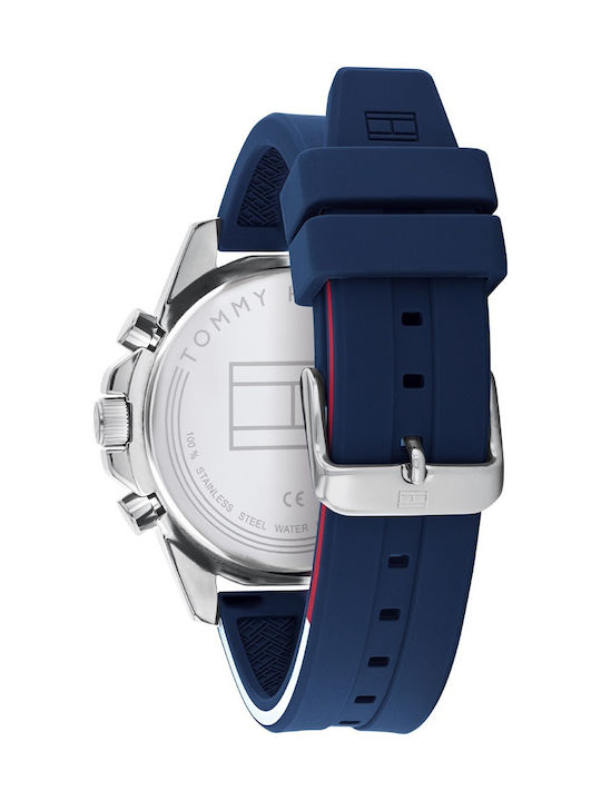 Tommy Hilfiger Mason Watch Battery with Blue Rubber Strap