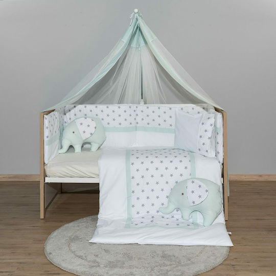 abo Baby Crib Bedding Set Elephant 9pcs Green