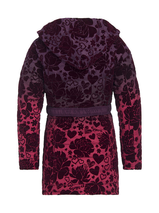 Kids' Casual Jacket Long with Hood Burgundy Sinita