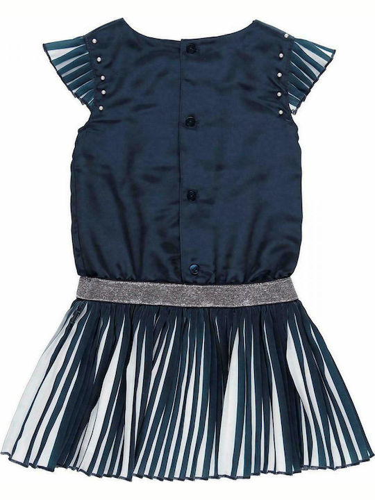 Boboli Mädchen Kleid Satin Ärmellos Marineblau