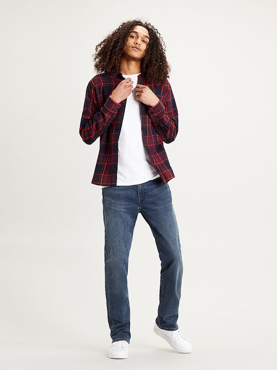 Sunset 1 Men's Checked Shirt with Long Sleeves Regular Fit Burgundy 85746-0031
