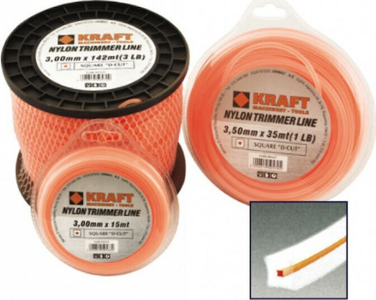 Kraft D-Cut Square Twist Brush Cutter Trimmer Line 3mm 15m 69325