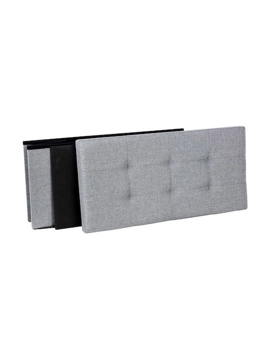 Bench Stool With Storage Space Upholstered With Gray Fabric 76x38x38cm