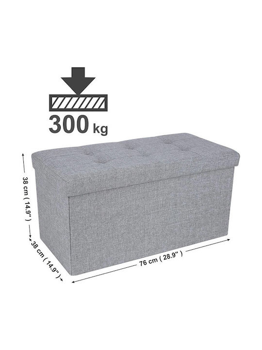 Bench Stool With Storage Space Upholstered With Gray Fabric 76x38x38cm