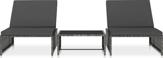 Living Room Set 2 Pieces Grey with Pillows