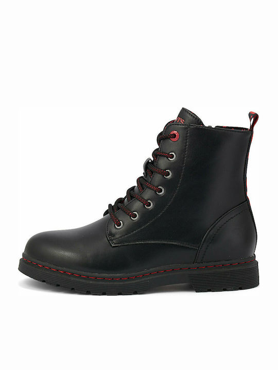 Clover Leather Kids Boots with Laces Black