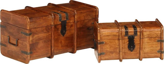 vidaXL Wooden Decorative Trunks Set Brown 2pcs