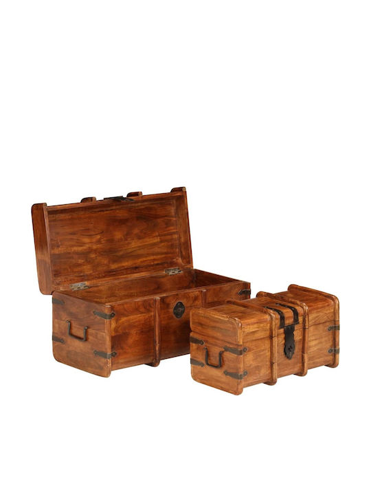 vidaXL Set de cufere decorative Din lemn Maro 2buc