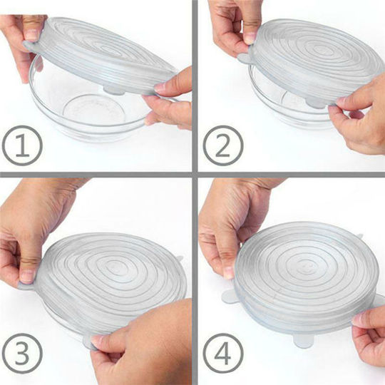 GlobalExpress Container Cover made of Silicone in White Color 54282 6pcs