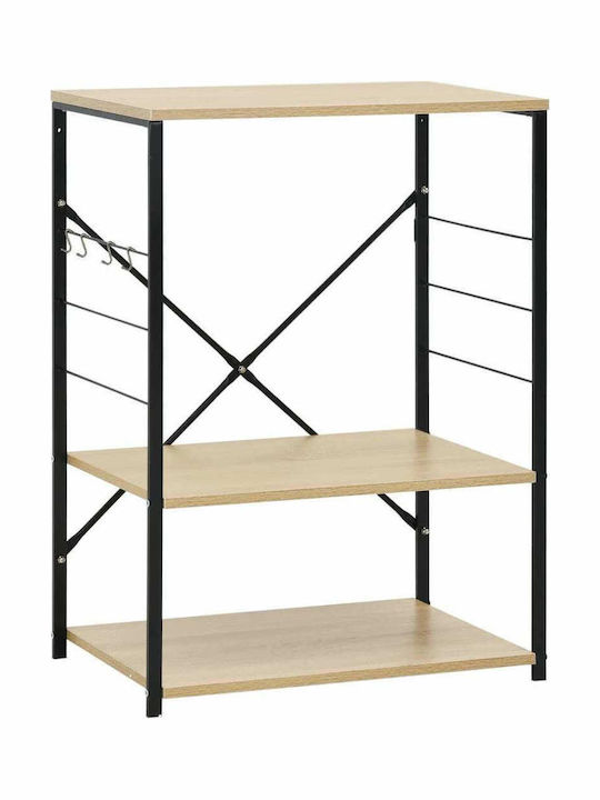 vidaXL Wooden Kitchen Rack 3 Tiers Black 60x39.6x79.5cm