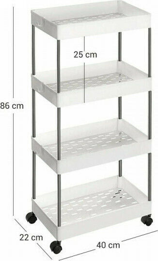 Songmics Troleu De Bucătărie Metalic Cu 4 Locuri Alb 40x22x86cm