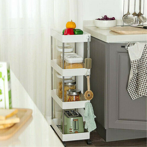 Songmics Troleu De Bucătărie Metalic Cu 4 Locuri Alb 40x22x86cm