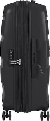 American Tourister Bon Air Dlx Spinner Exp Mittlerer Reisekoffer Hartschalen Schwarz mit 4 Räder Höhe 66cm