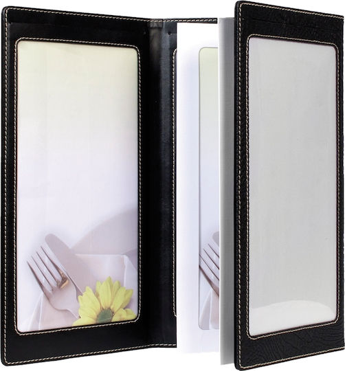 Securit Държач За Менюта От PU Кожа В Черен Цвят 35x19 См Design Range