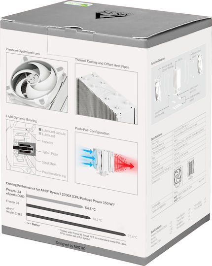 Arctic Freezer 34 eSports Duo Fan CPU Cooling for AM4/AM5/1200/115x Socket Grey/White