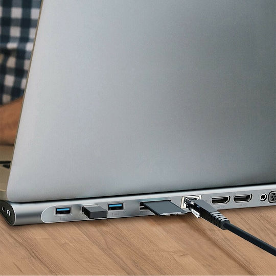 Baseus Enjoyment Series USB-C Stație de andocare cu HDMI 4K PD Ethernet și conexiune 3 monitoare Gri
