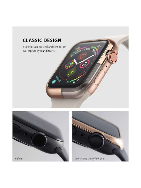 Ringke Bezel Styling Πλαστική Θήκη σε Ροζ Χρυσό χρώμα για το Apple Watch 44mm