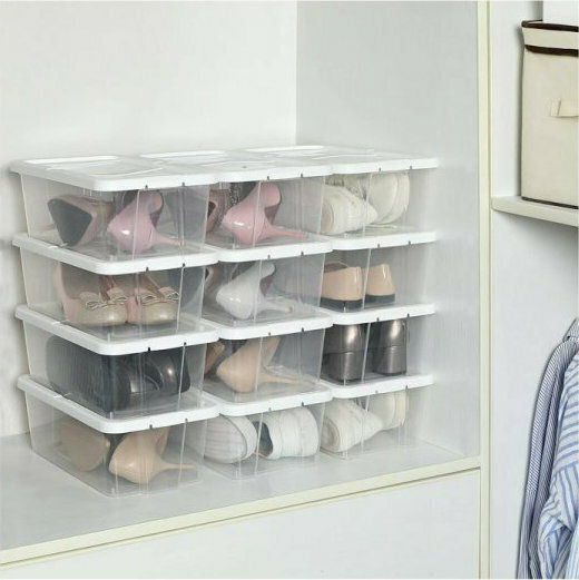 Songmics Kunststoff Aufbewahrungsbox mit Deckel Transparent 29.5x16.5x12.5cm 12Stück