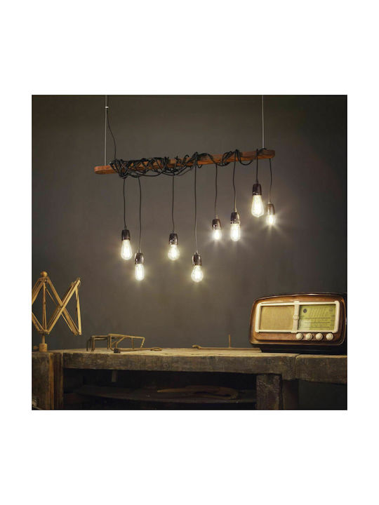 Ideal Lux Pendant Chandelier Rail for 8 Bulbs E27 Brown