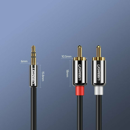 Ugreen Καλώδιο Ήχου 3.5mm male - RCA male Μαύρο 3m με Επίχρυσους Ακροδέκτες 10590
