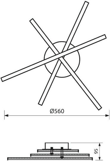 Vivalux Matrix Ceiling Mount Light 56cm Silver with Integrated LED