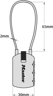 Master Lock Steel Padlock with Cable Combination Various Colors Label 30mm Black 1pcs