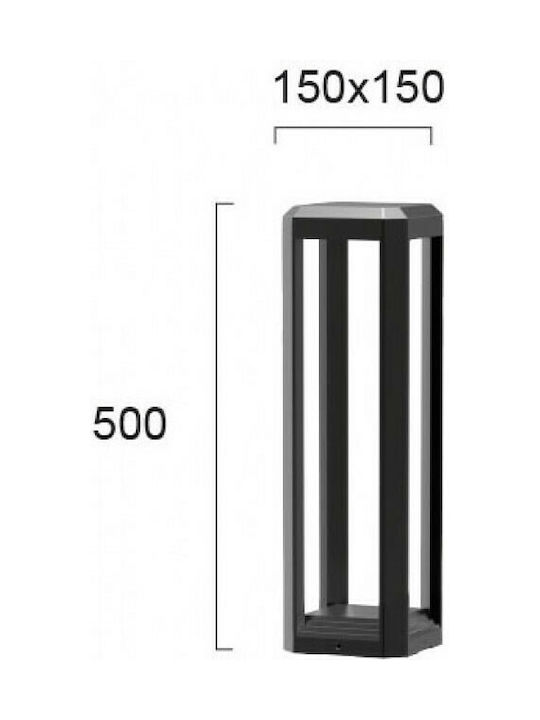 Viokef Η500 Bios Lampă Post Mic LED Pentru Exterior 13W Cu Lumină Alb Cald IP65 Negru