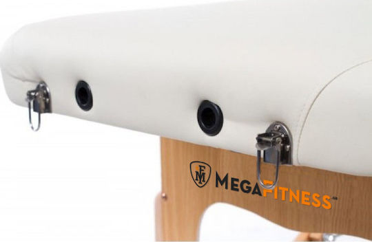 MegaFitness VIP 4 Κρεβάτι Μασάζ και Φυσικοθεραπείας Φορητό/Πτυσσόμενο Εκρού από Ξύλο 192x70εκ.