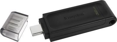Kingston DataTraveler 70 32GB USB 3.2 Stick με σύνδεση USB-C Μαύρο