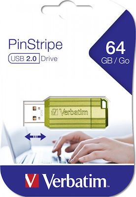 Verbatim PinStripe 64GB USB 2.0 Stick Green