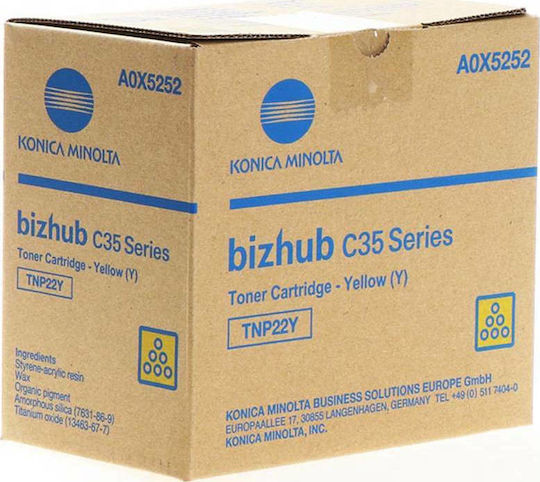 Konica Minolta TNP-22Y Γνήσιο Toner Laser Εκτυπωτή Κίτρινο 6000 Σελίδων (A0X5252)