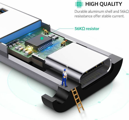 Ugreen Конвертор USB-A мъжки към USB-C женски Черен 1бр 50533