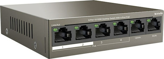 Tenda TEF1106P-4-63W Unmanaged L2 PoE+ Switch με 6 Θύρες Ethernet