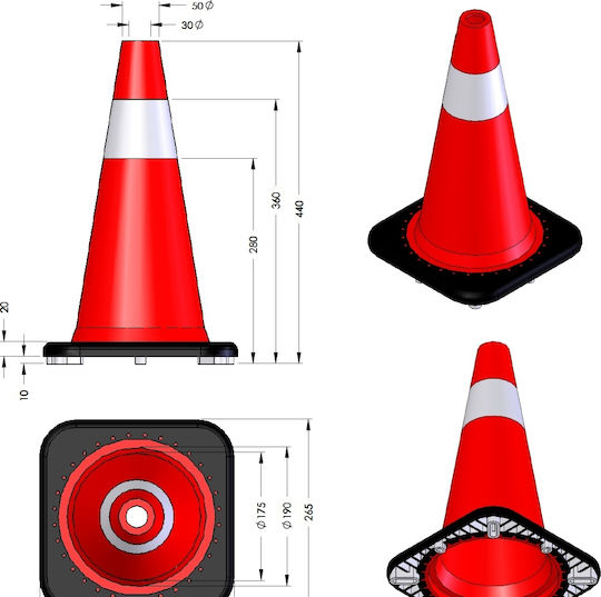 Doorado Doorado Traffic Cone from Plastic in Red Colour 26x45cm