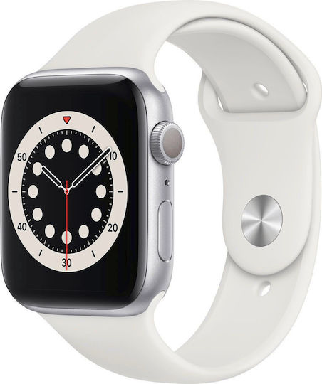 Apple Watch Series 6 Aluminium 44mm Waterproof with Heart Rate Monitor (White)