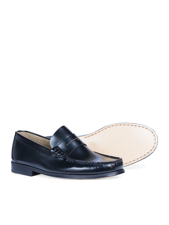 0130 Men's Leather Loafers Black