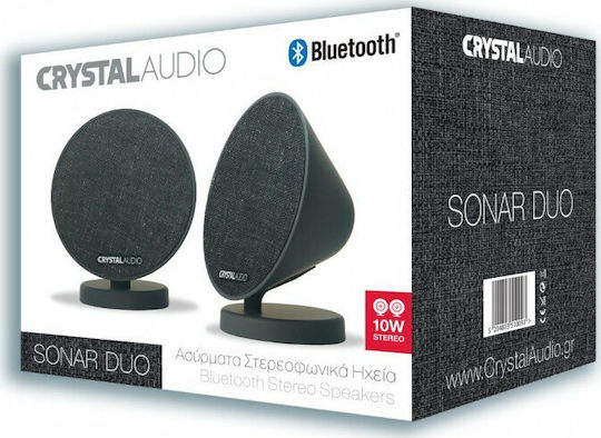 Crystal Audio Sonar Duo Ηχείο Bluetooth 10W με Διάρκεια Μπαταρίας έως 8 ώρες Μαύρο