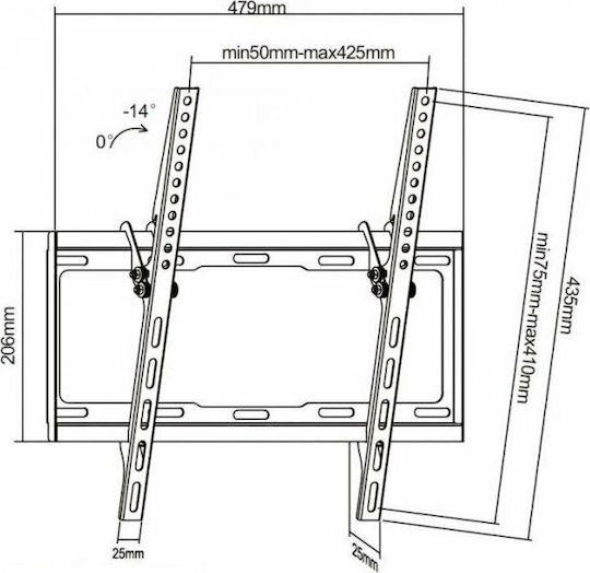 Cabletech UCH0154 Βάση Τηλεόρασης Τοίχου έως 55" και 35kg