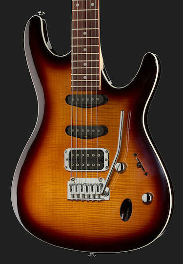 Ibanez SA260FM Elektrische Gitarre Stratocaster mit HSS Tonabnehmerkonfiguration Violin Sunburst