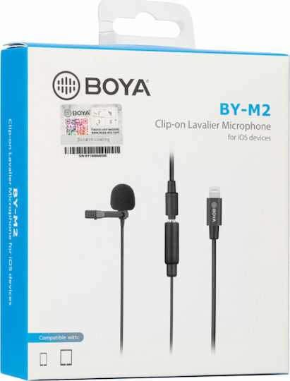 Boya BY-M2 Σετ Πυκνωτικό Μικρόφωνο Πέτου, Clip On για Φωνητικά