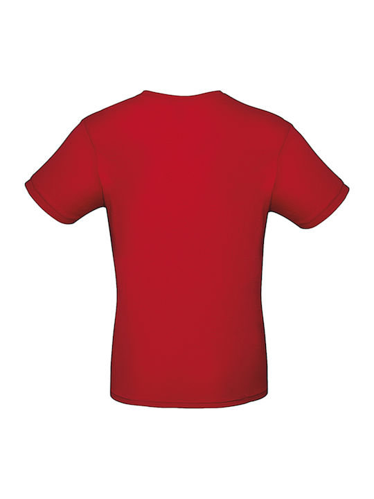 B&C E150 Ανδρικό Διαφημιστικό T-shirt Κοντομάνικο σε Κόκκινο Χρώμα