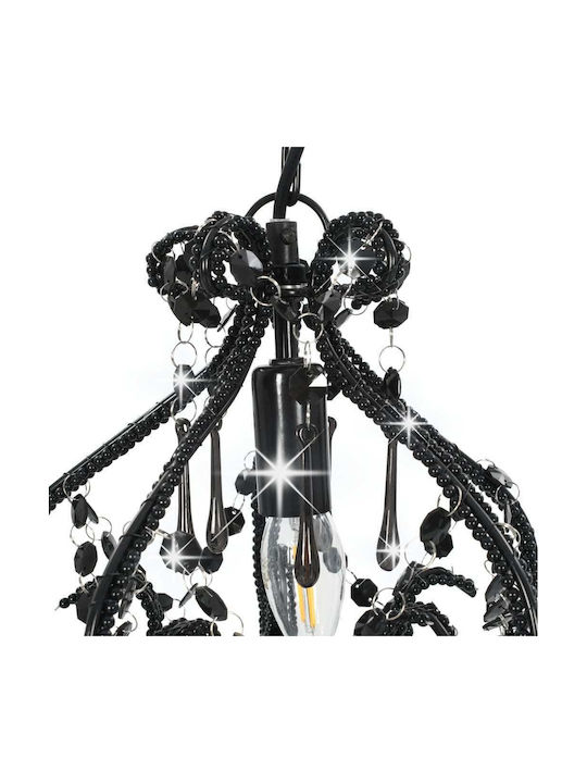 vidaXL Chandelier with Crystals 1xE14 Black 24cm 281594