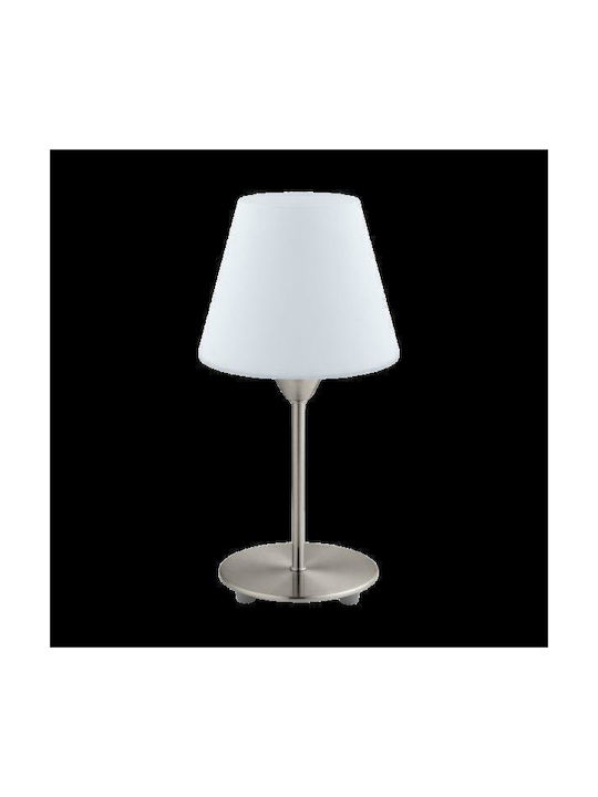 Eglo Metal Table Lamp for Socket E14 with White Shade and Silver Base