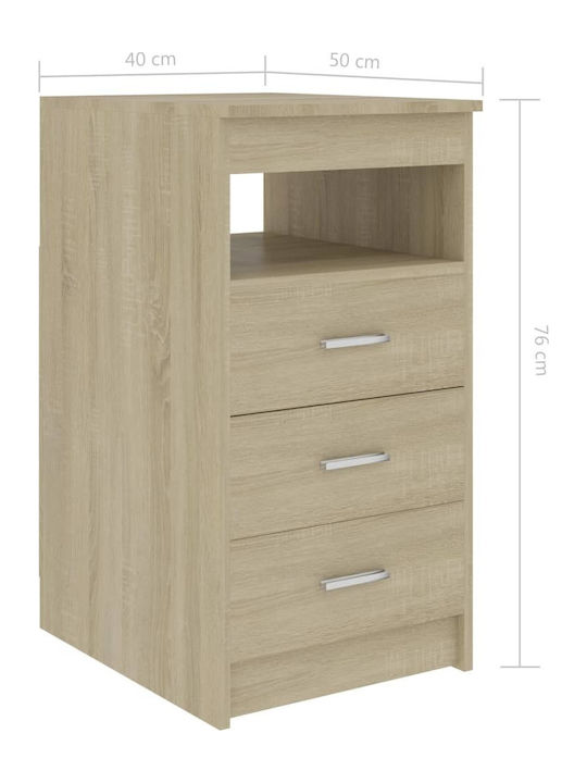 Wooden Storage Drawers Sonoma Oak L40xW50xH76cm