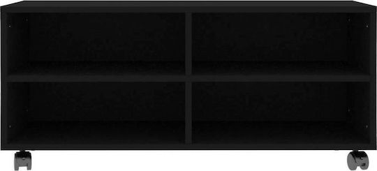 TV Stand with Wheels Black 90x35x35 cm
