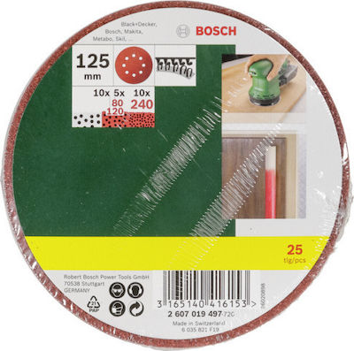 Bosch Orbital Sander Sheet K120 / K240 / K80 125x125mm 25pcs