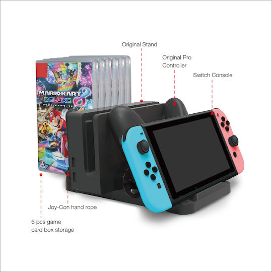 Dobe Multi-Function Charging Stand Βάση για 1 χειριστήριο Switch Μαύρη TNS-871
