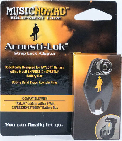 MusicNomad Acousti-Lok Strap Lock Adapter for Taylor Guitars String Instrument Accessory in Black Color with a 9 Volt Expression System